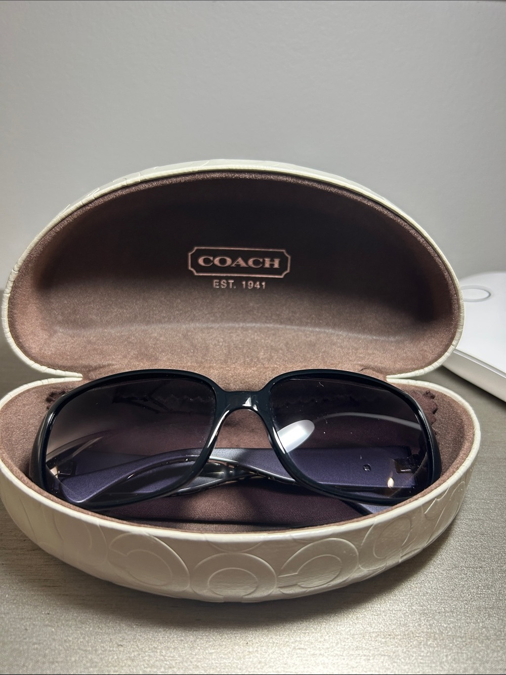 Coach Women’s Black and Grey Sunglasses with Gradient Lenses